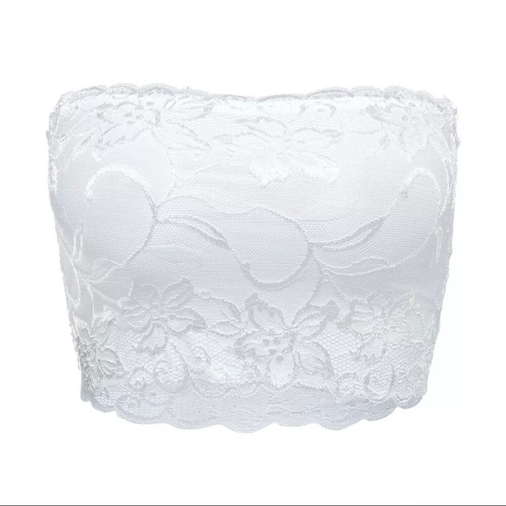 Lace Bandeau Bra | Strapless Stretch Tube Top - Picture 2 of 9